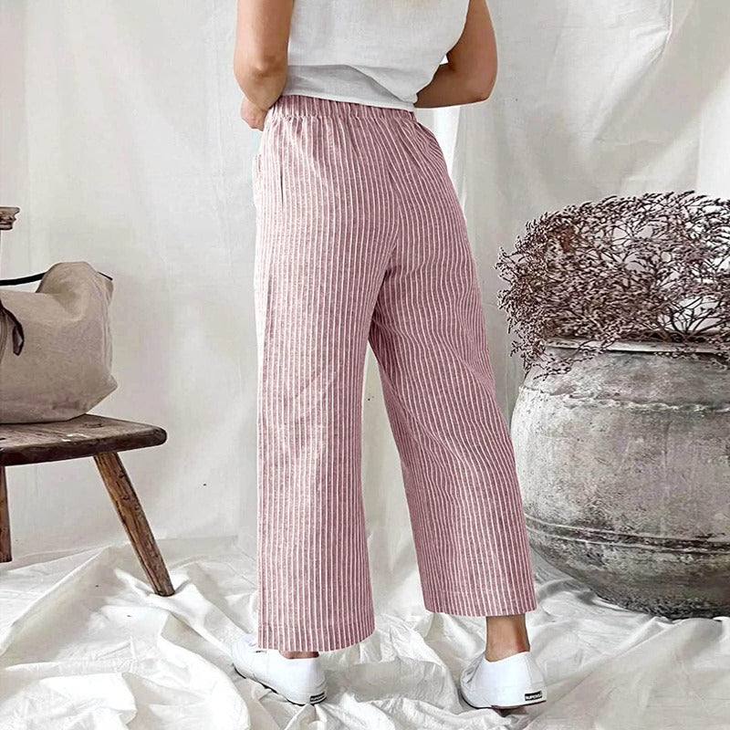 Serena - Elegante broek met wijde pijpen flatterend gestreept ontwerp en moeiteloze pasvorm