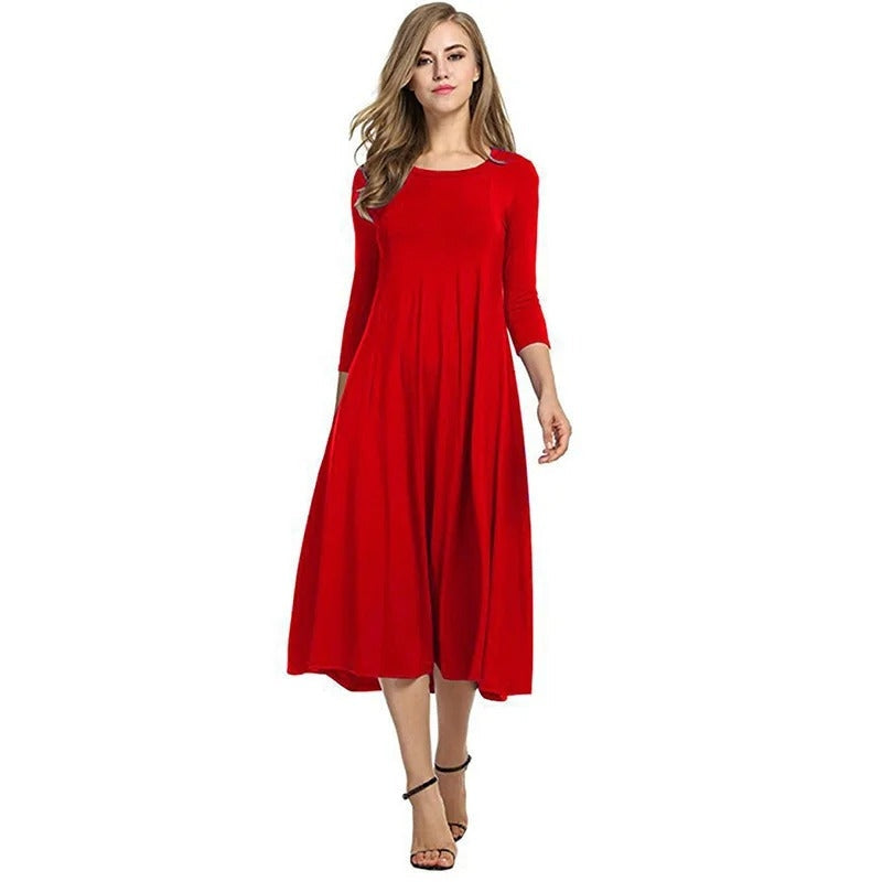 Chloe - Elegante maxi jurk met korte mouwen en ronde hals