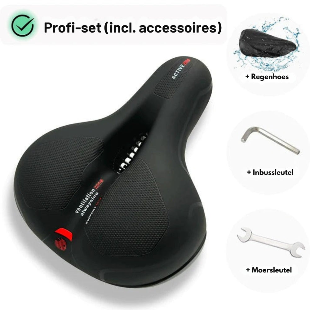 RideWell - Ergonomisch fietszadel met schokabsorberend ontwerp en nachtveiligheidsdetail