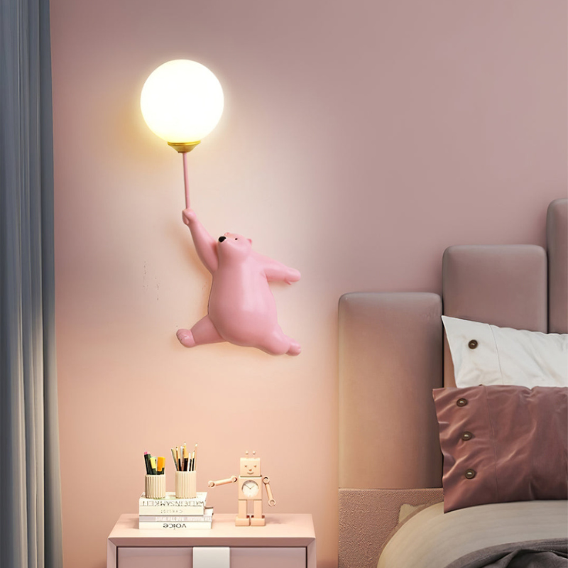 GlowCub – LED Wandlamp met Teddybeer en Ballonontwerp