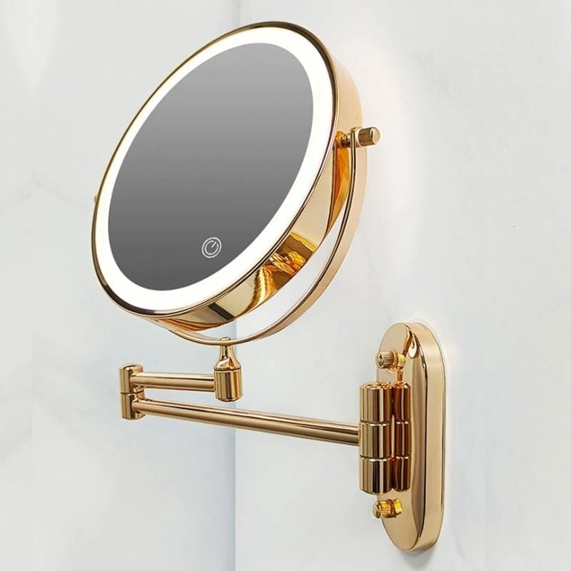 MirrorLux – Muurbevestigde LED Make up Spiegel met Verstelbare Verlichting en USB Opladen