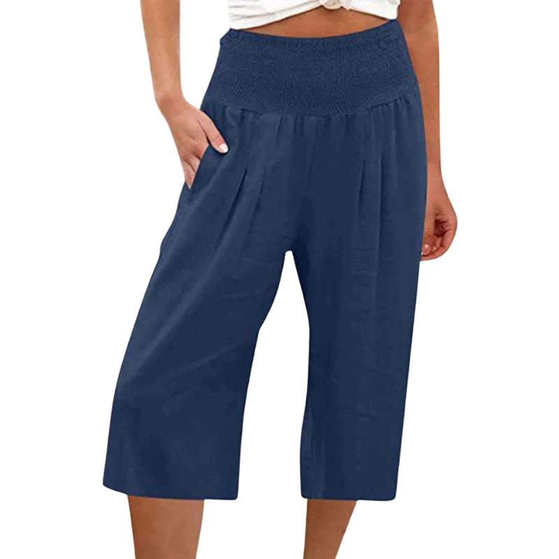 Emily - Hoge Taille Shorts met Zakjes en Wijde Pijpen