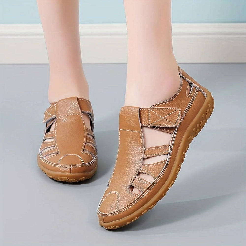 Sarah - Gesloten Teen Schoenen met Klittenbandsluiting en Verstelbare Pasvorm