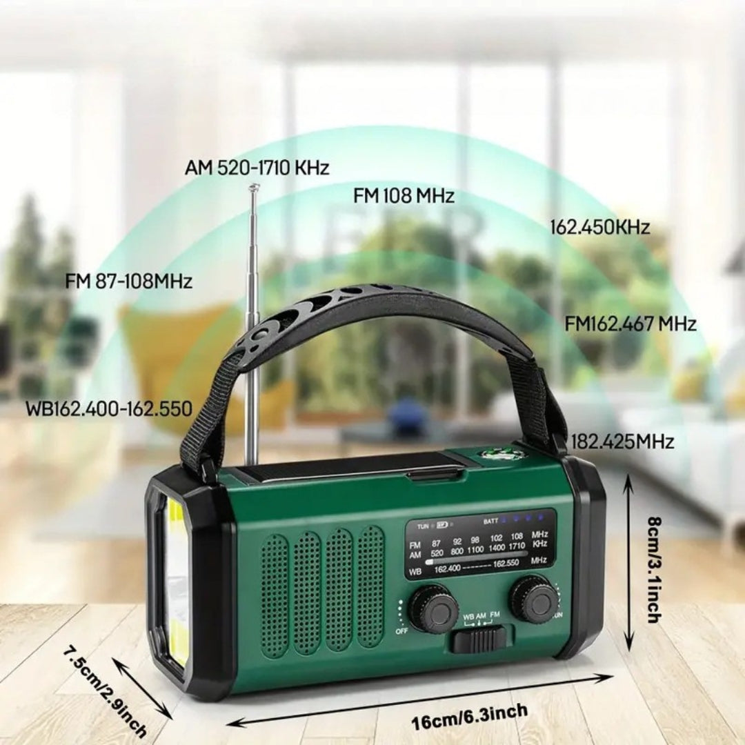 SurvivorPro - 10.000mAh noodradio met zonne-energie en handmatig opladen