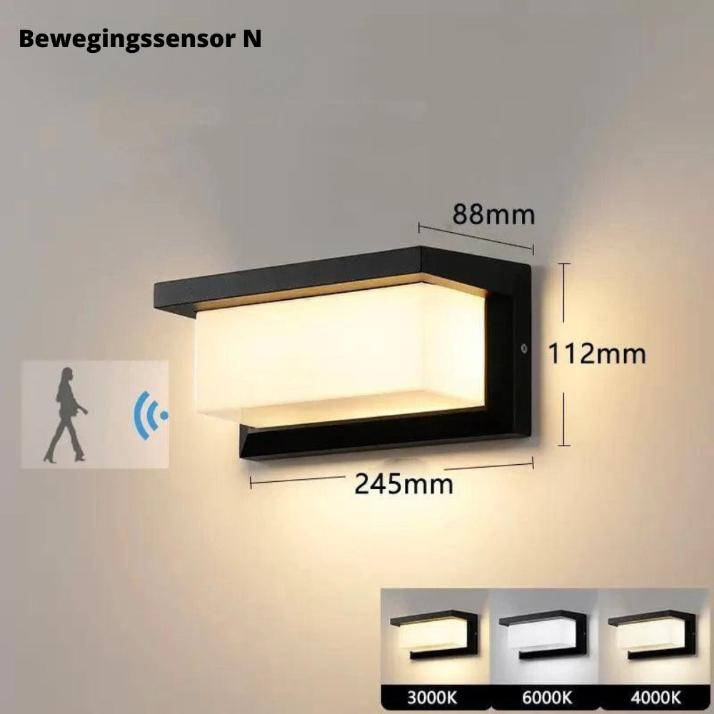 LumiGlow - Slimme buitenmuurlamp met bewegingssensor en automatisch lichtregelsysteem
