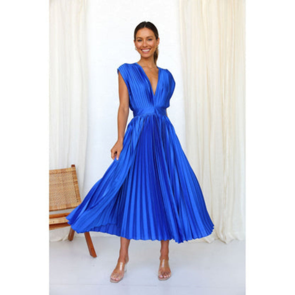 Mireya - Elegante jurk met diepe V-hals en hoge tailleband