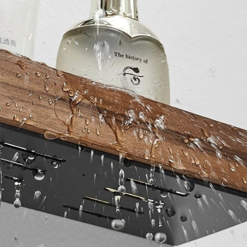 WoodHaven – Massief Houten Badkamer Organizer Planken Zonder Boren