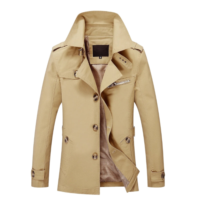 Easton - Lange trenchcoat met knoopsluiting en meerdere zakken