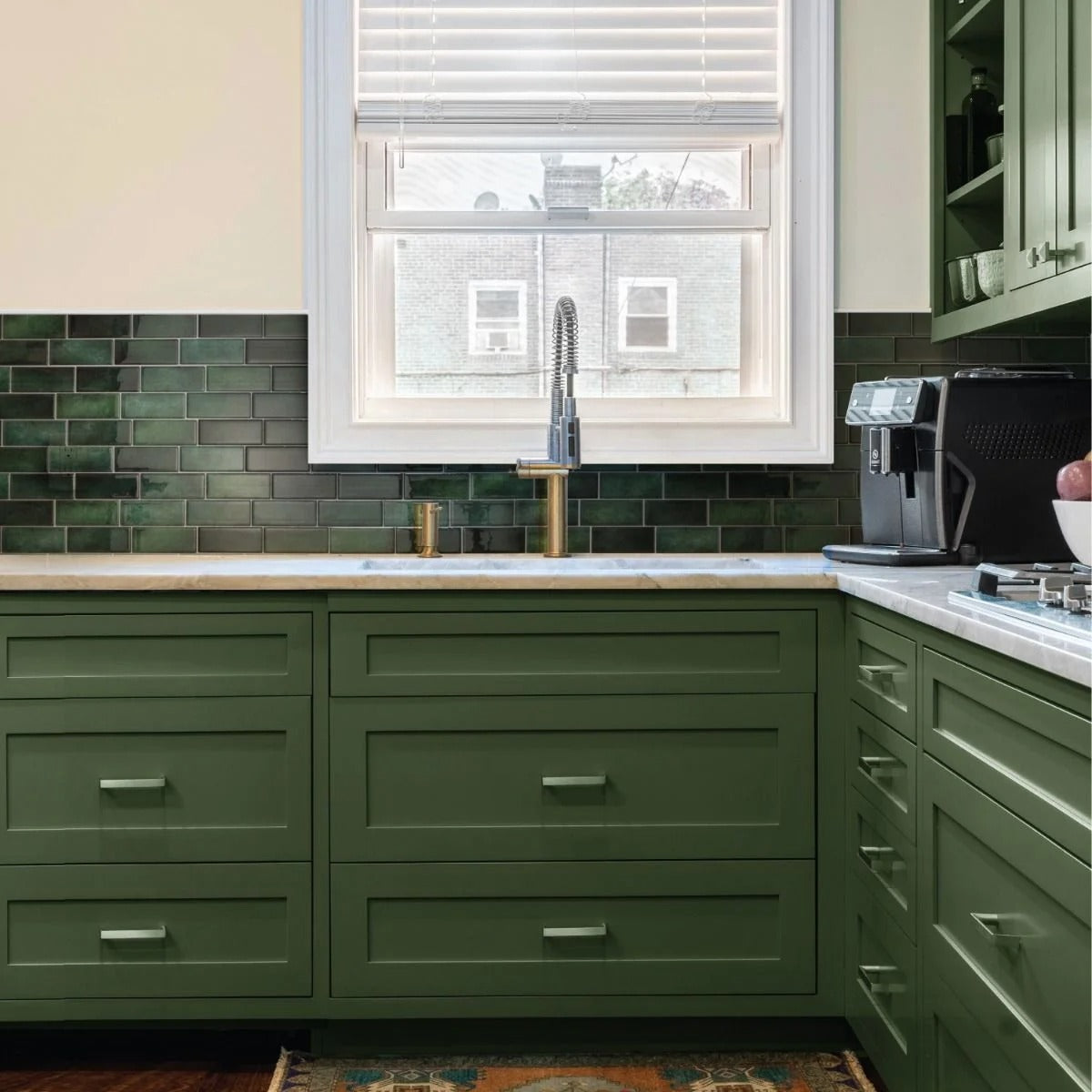 TileSnap - Waterdichte stickers met groen baksteenpatroon voor een snelle make-over