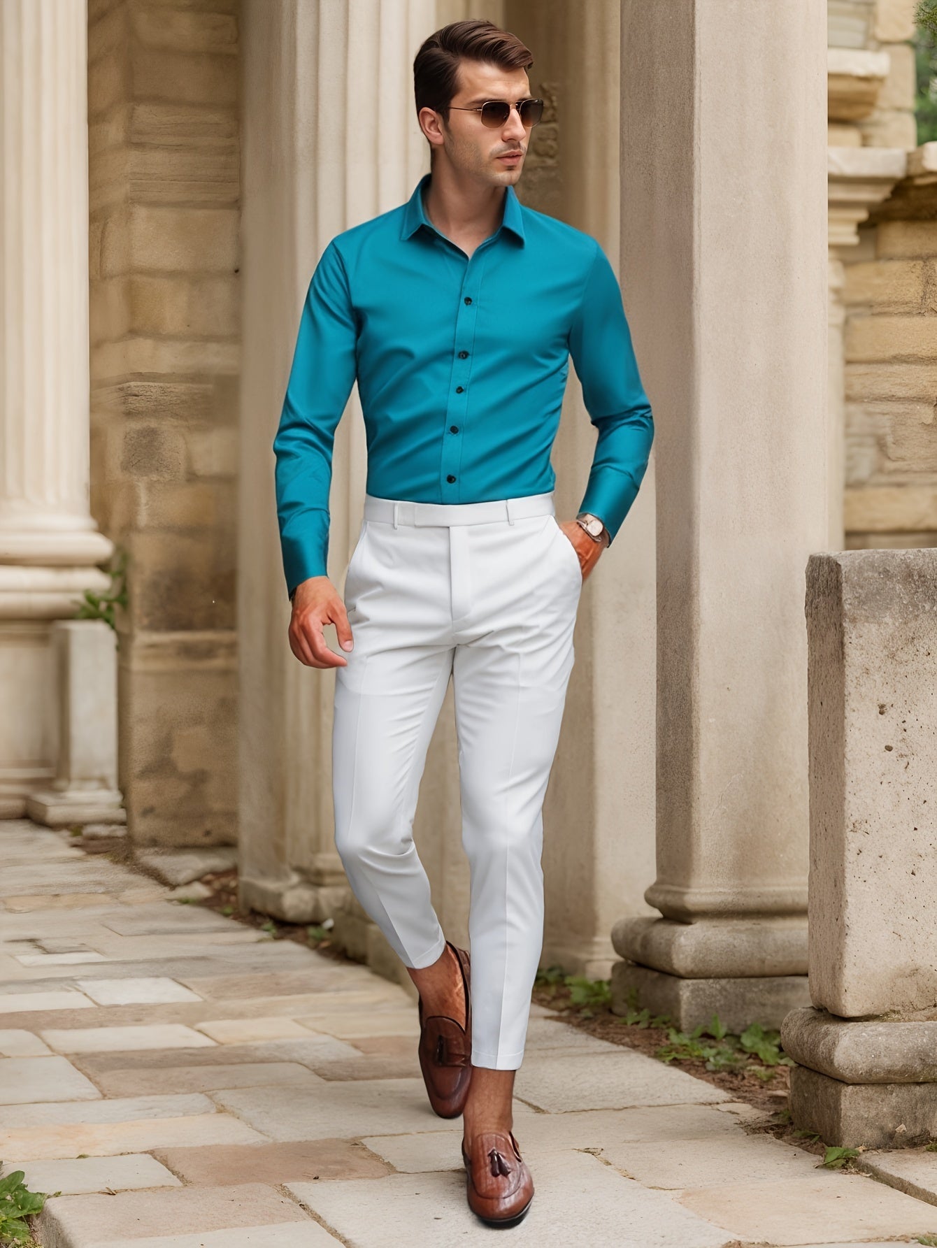 Luca - Slim Fit Overhemd met Gestreepte Kraag