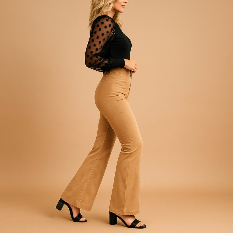 Nova – High Waisted Uitlopende Broek met Zijzakken voor Dagelijks Gebruik