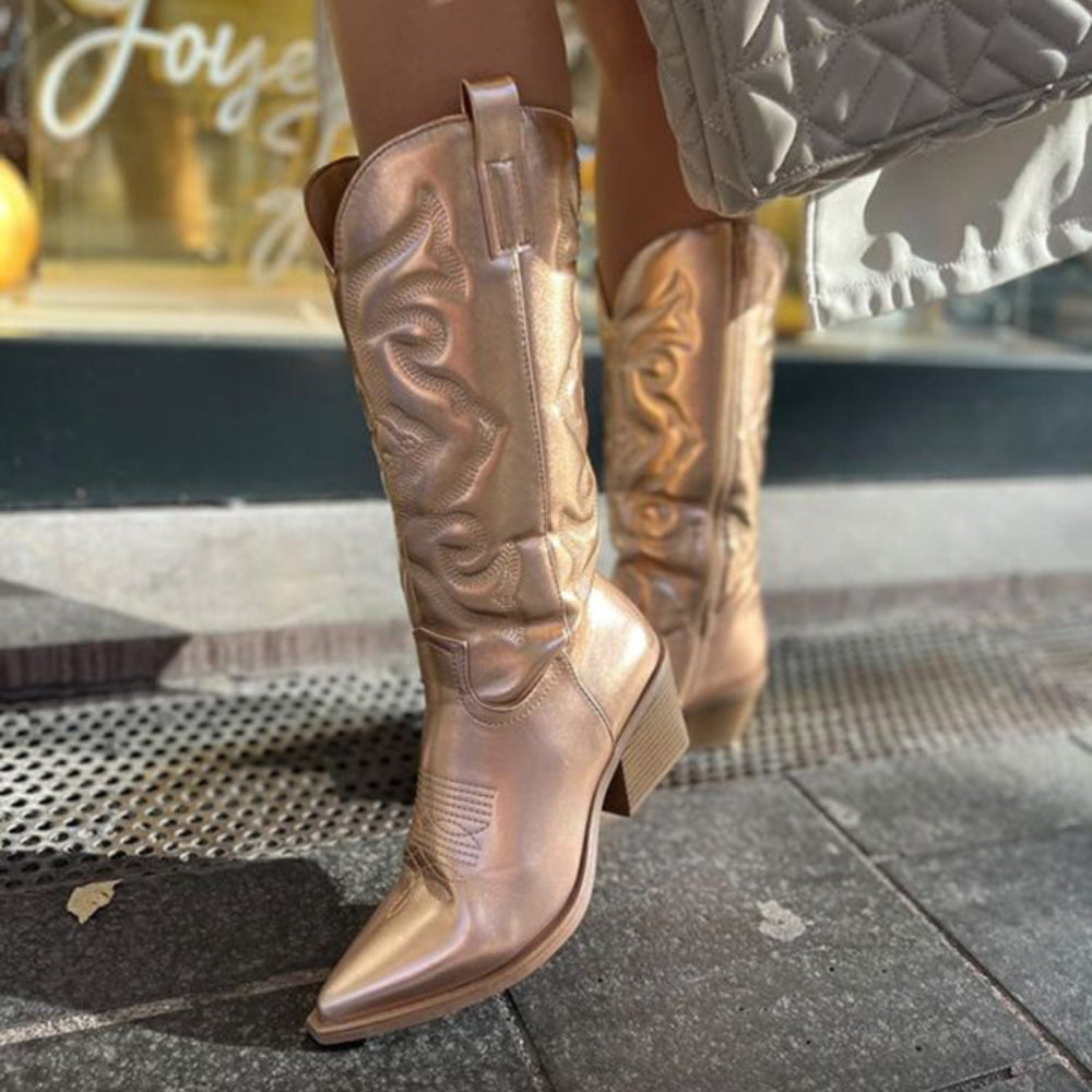 Bella – Stijlvolle cowboylaarzen met zijrits en gestructureerde zool