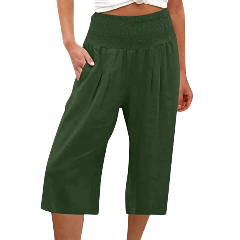 Emily - Hoge Taille Shorts met Zakjes en Wijde Pijpen