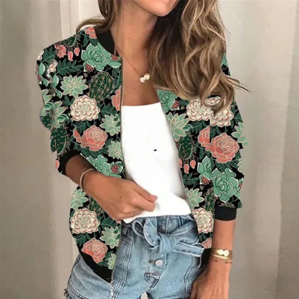 Evelyn – Stijlvol jasje met ritssluiting en printpatronen