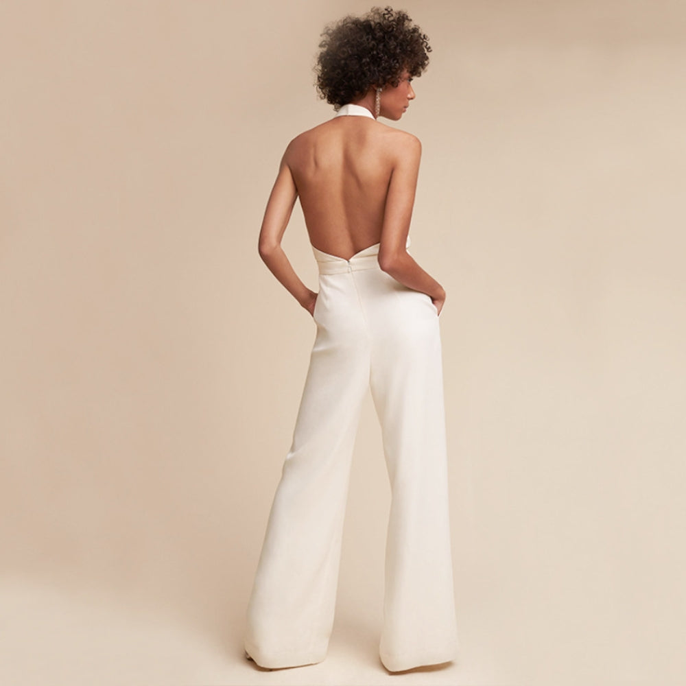 Elina – Stijlvolle jumpsuit met V-hals en open rug