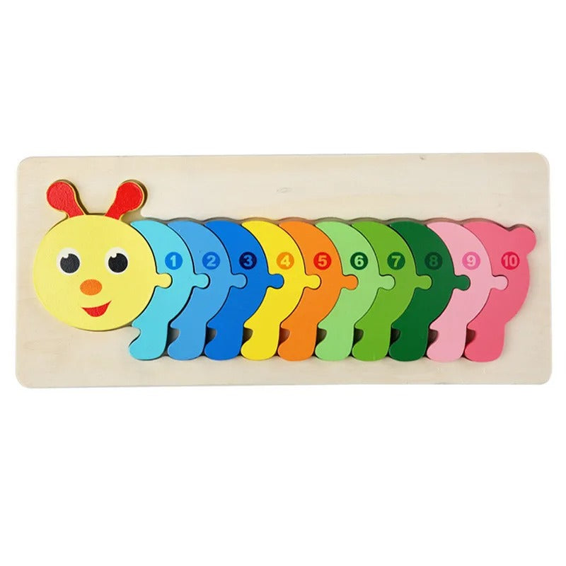 WoodsPlay – Dierenpuzzelset met nummerblokken en geïllustreerde tegels