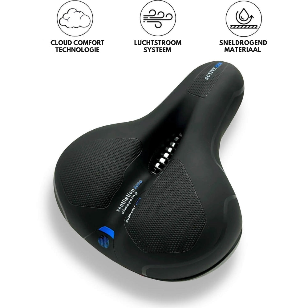 RideWell - Ergonomisch fietszadel met schokabsorberend ontwerp en nachtveiligheidsdetail