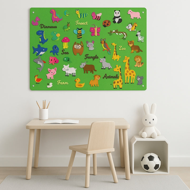 ViltScène – Set viltplaten met beweegbaar dierenmotief en achtergrondindeling