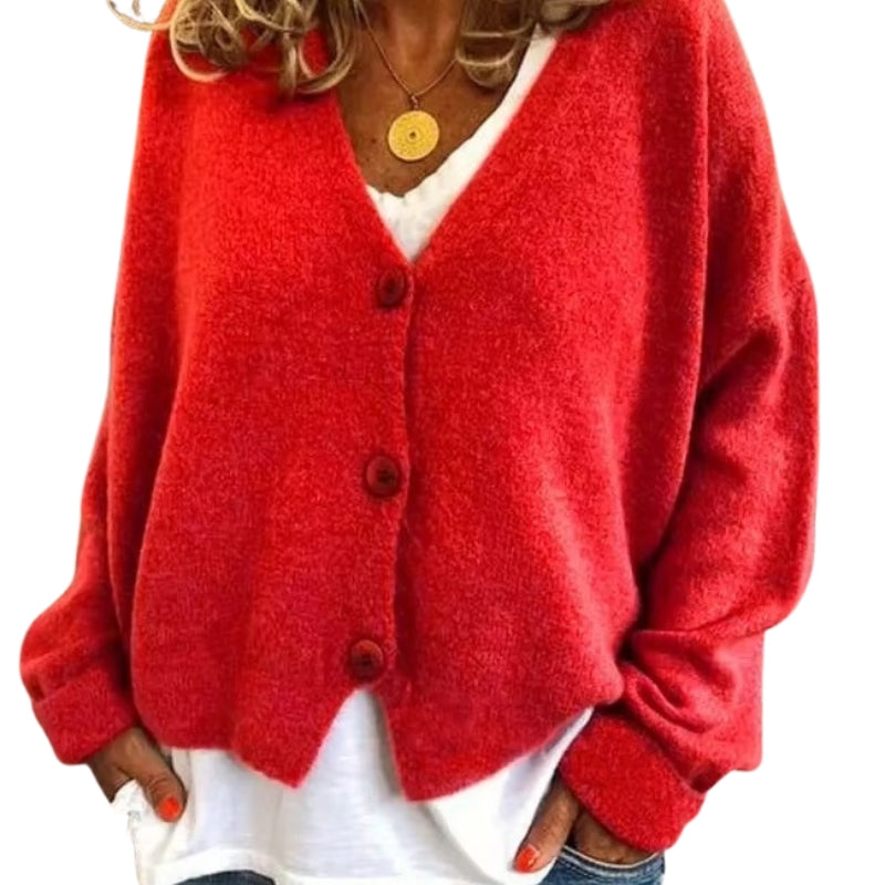 Clara – Stijlvol Cardigan met lange mouwen en knopen Voorkant