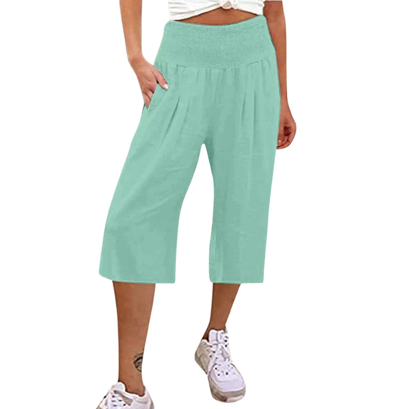 Emily - Hoge Taille Shorts met Zakjes en Wijde Pijpen