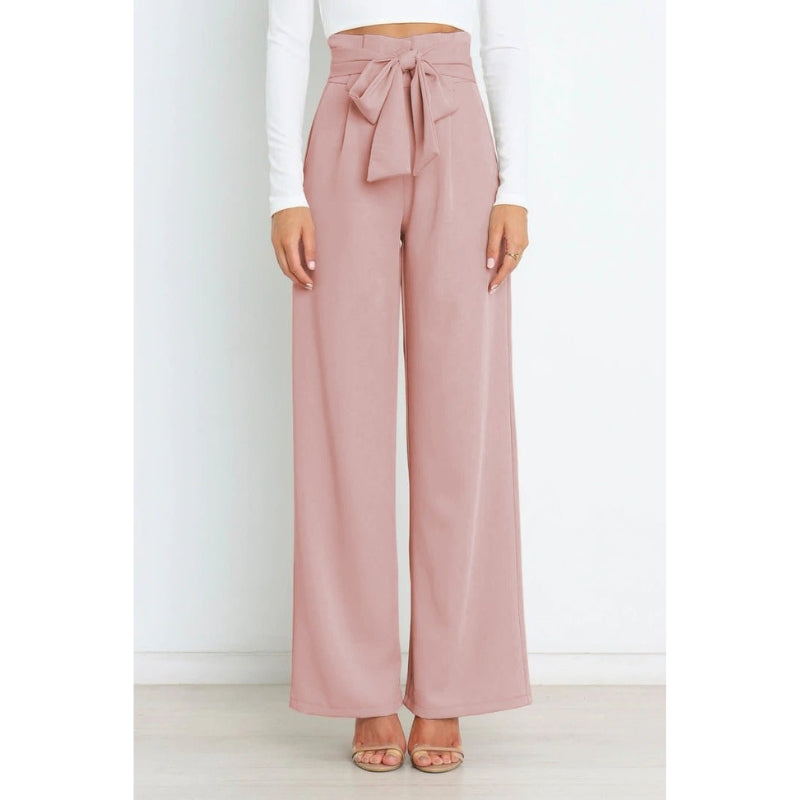 Isla - Chique wijde broek met hoge taille en stijlvolle strik