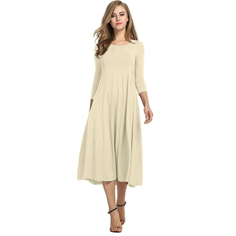 Chloe - Elegante maxi jurk met korte mouwen en ronde hals