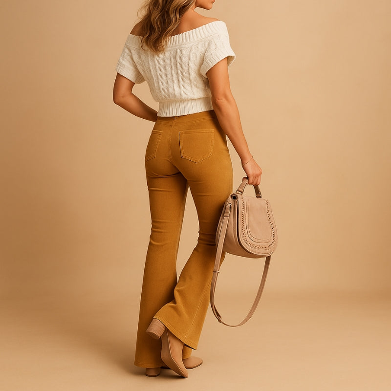 Nova – High Waisted Uitlopende Broek met Zijzakken voor Dagelijks Gebruik