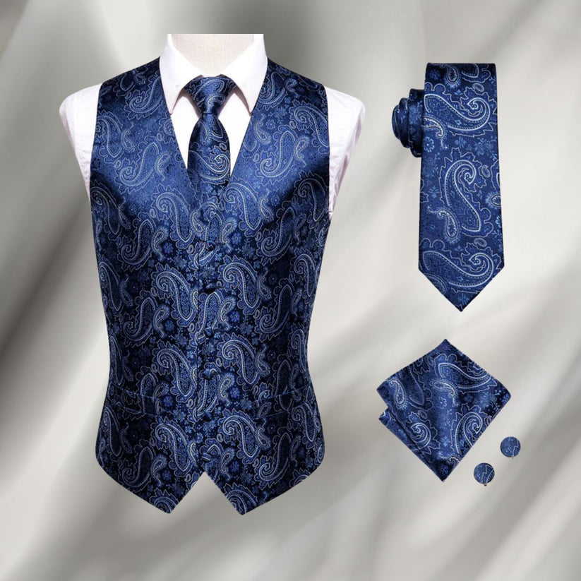 Tony – Elegant bedrukt vest met knoopsluiting en gestructureerde V-hals