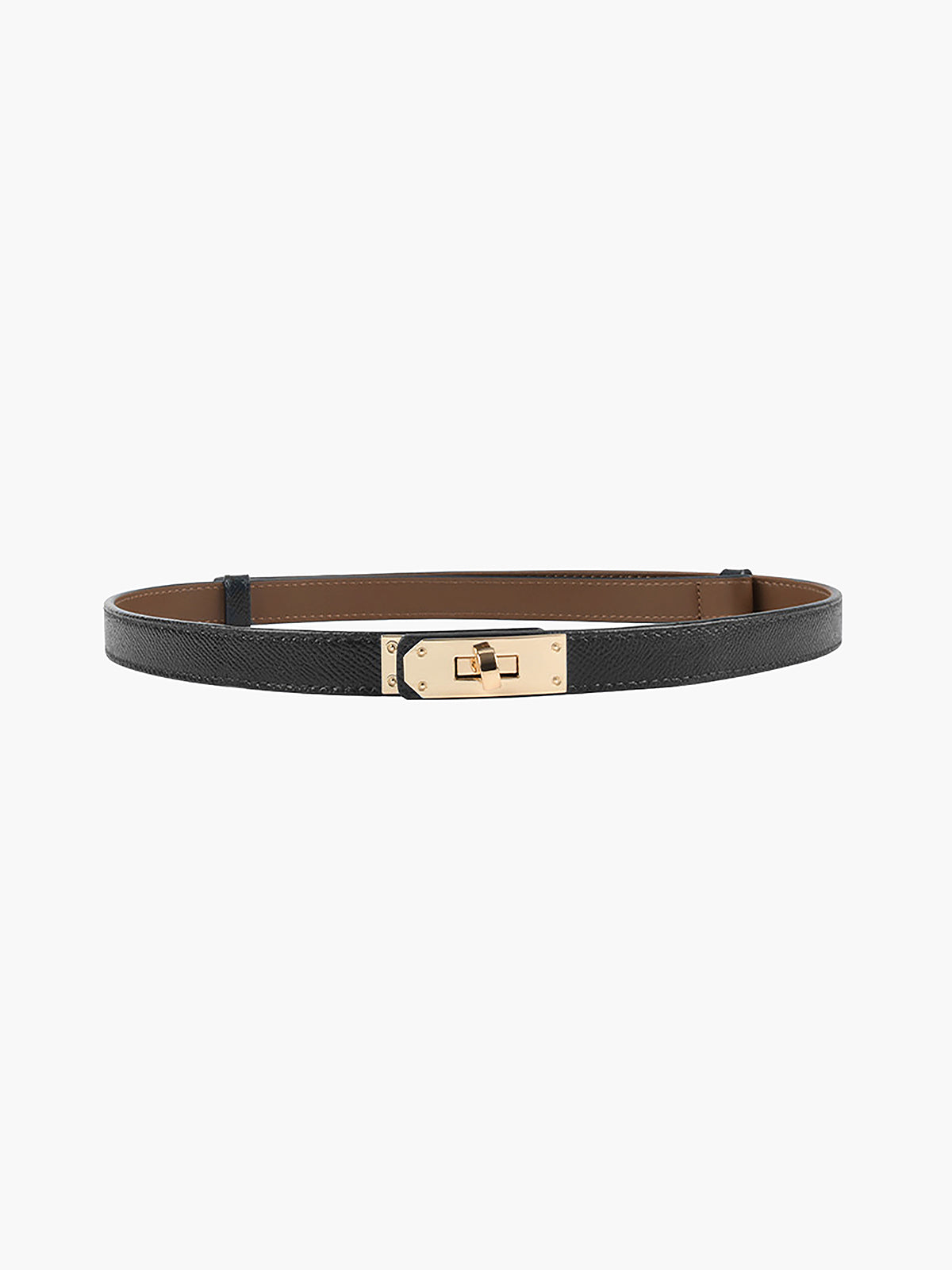 Leony – Verstelbare dunne riem met minimale gespdetails en smalle structuur