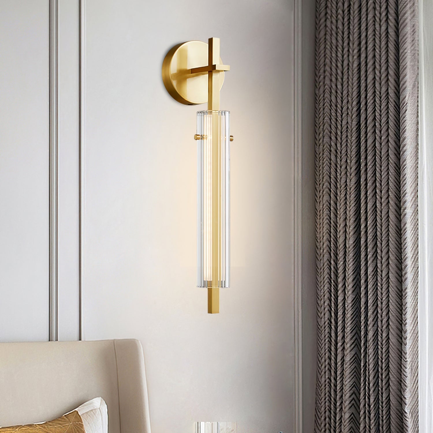 LumiBeam – Wandlamp van Messing en Glas met Geïntegreerde LED