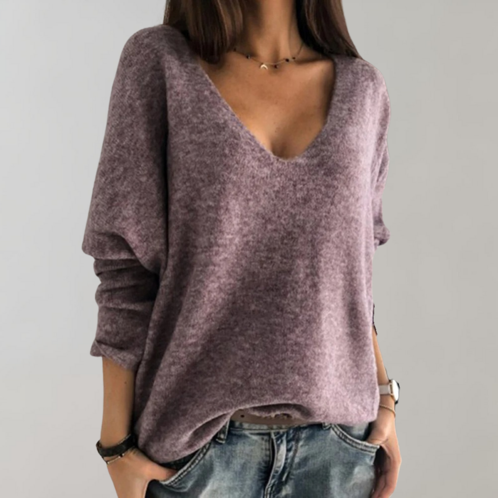Isla – Oversized V-hals trui met lange mouwen