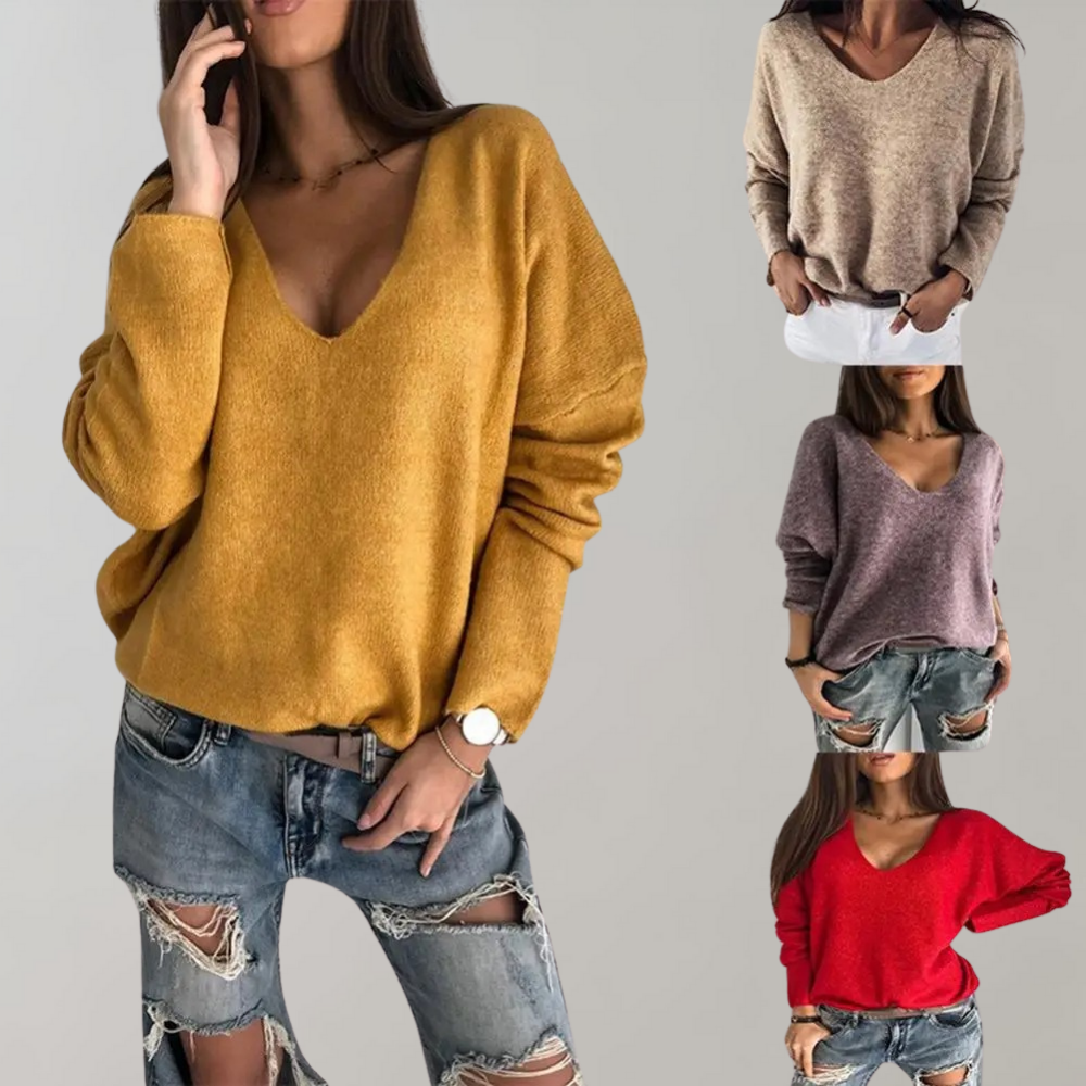 Isla – Oversized V-hals trui met lange mouwen