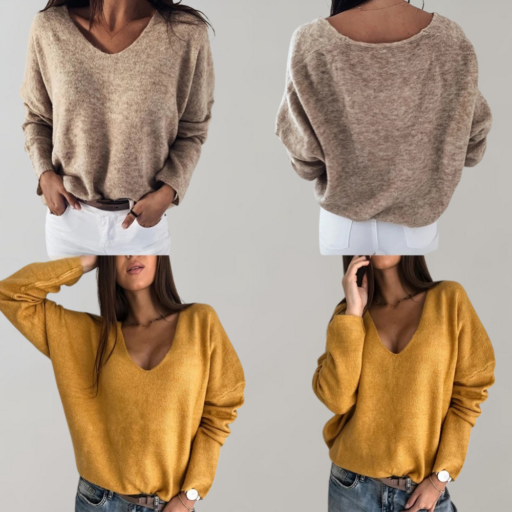 Isla – Oversized V-hals trui met lange mouwen