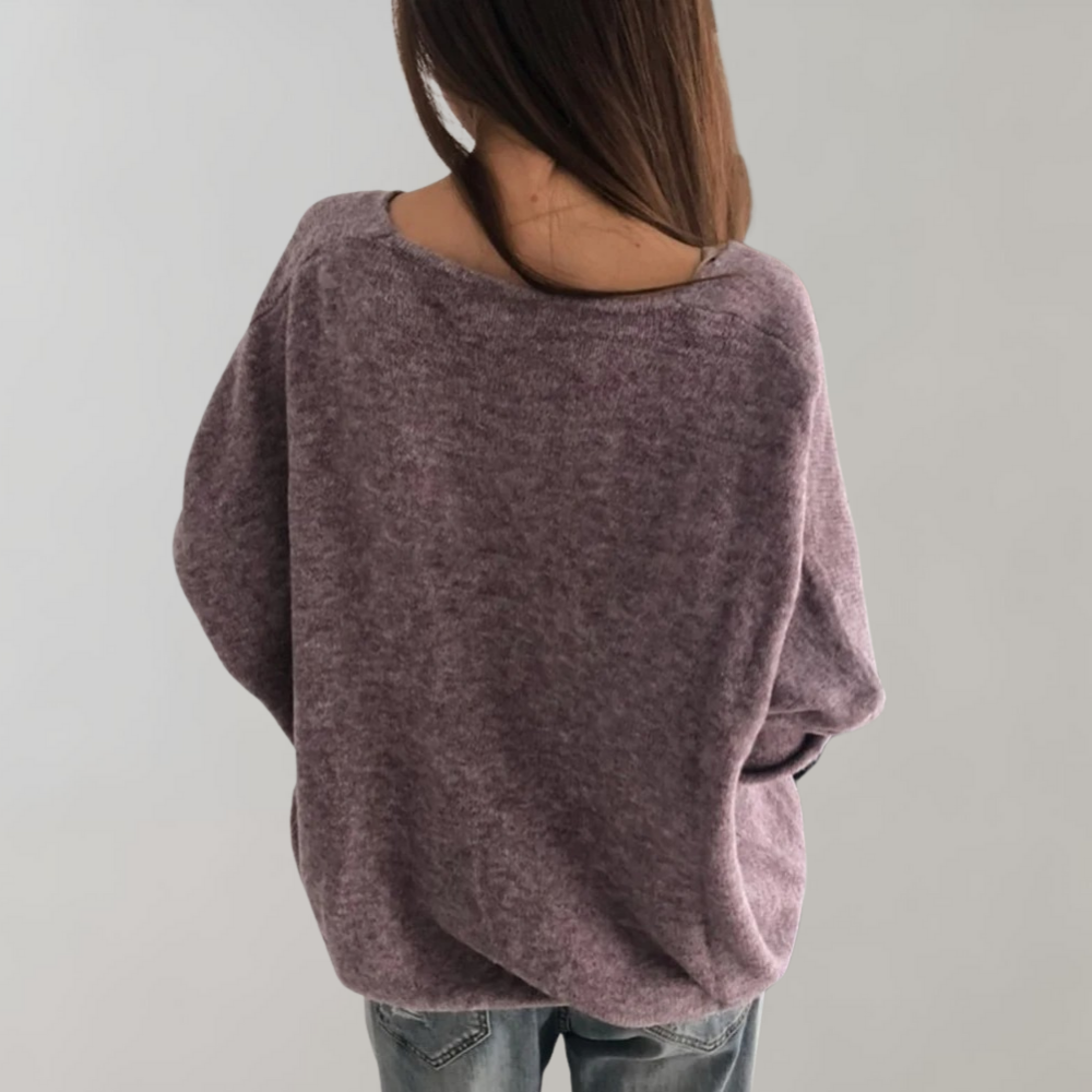 Isla – Oversized V-hals trui met lange mouwen