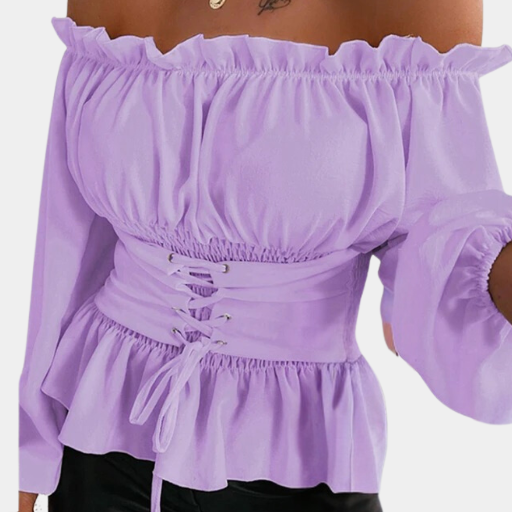 Nova - Schouderloze blouse met verstelbare taillebandjes