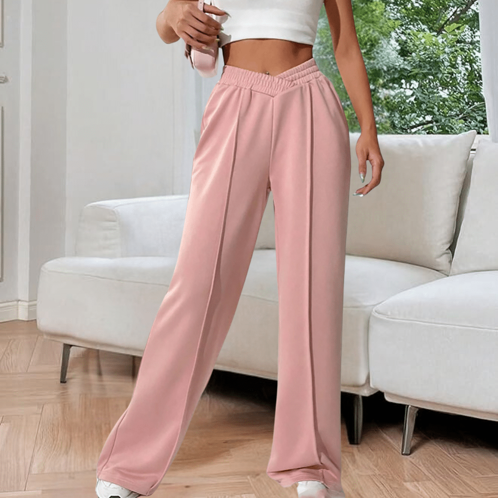 Elena – Relaxte rechte broek met elastische tailleband en flexibele pasvorm