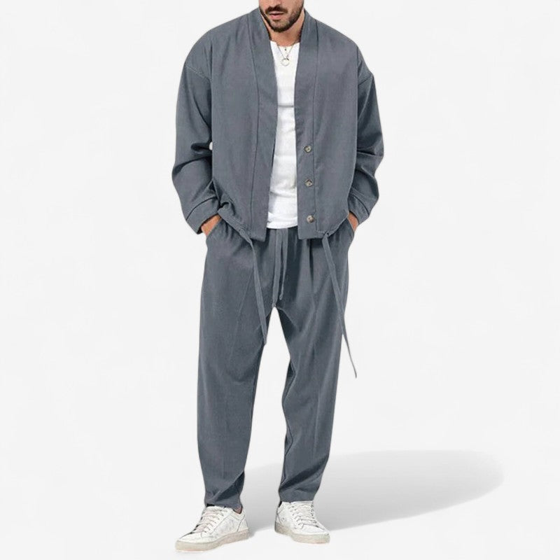 Victor – Tweedelige Set met Lange Mouwen overhemd en Wijde Broek