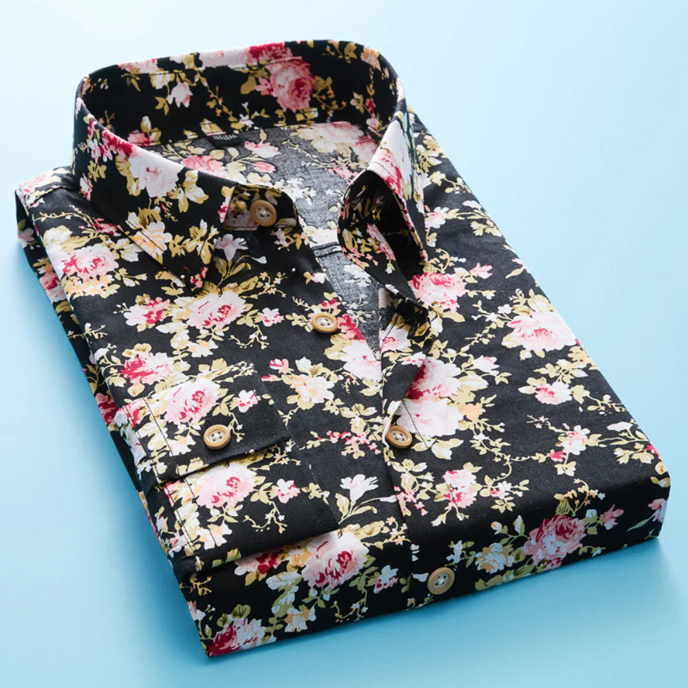 Noah - Klassiek shirt met korte mouwen en bloemenprint