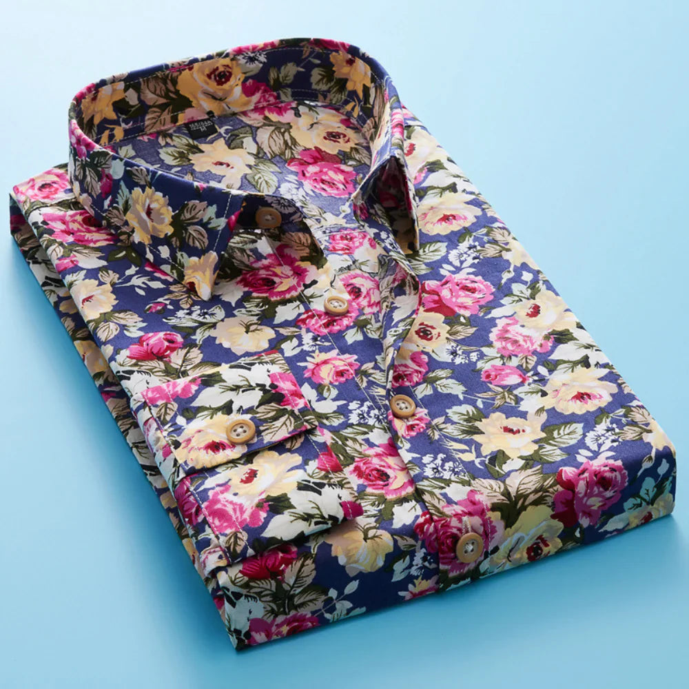 Noah - Klassiek shirt met korte mouwen en bloemenprint