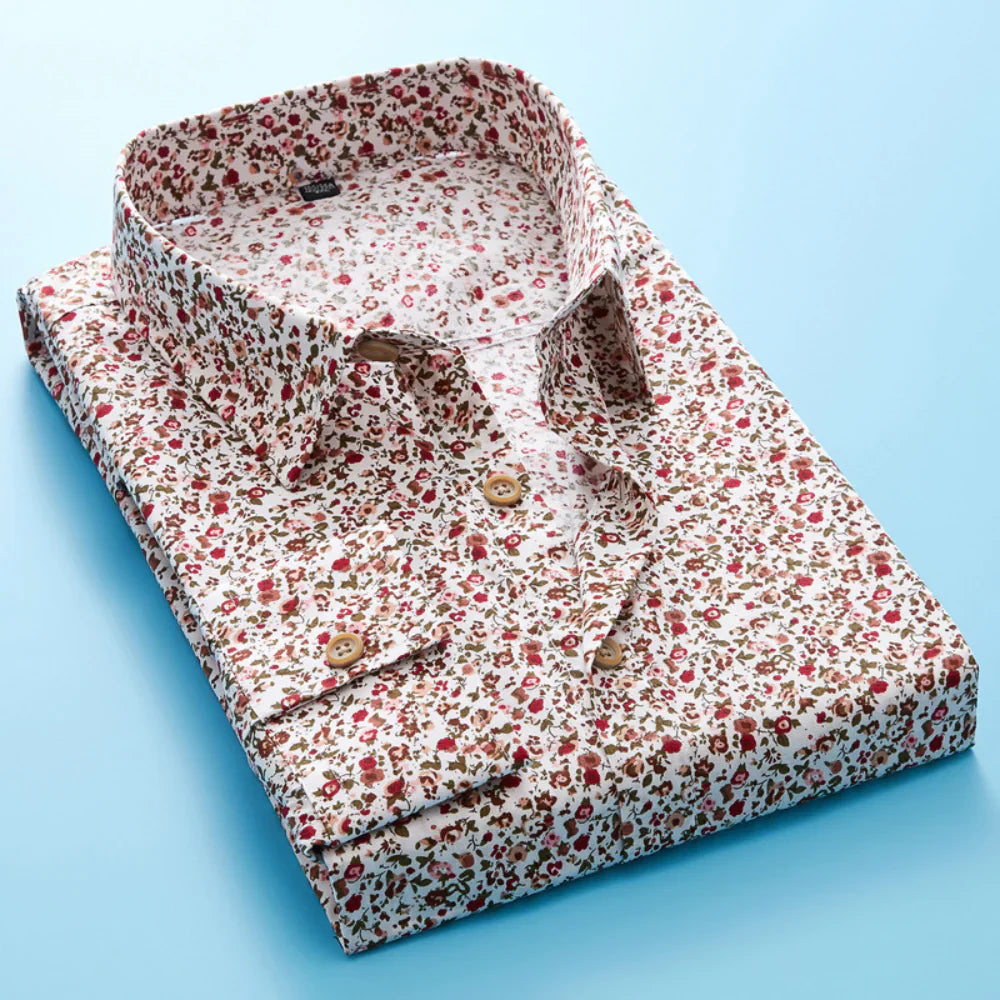 Noah - Klassiek shirt met korte mouwen en bloemenprint