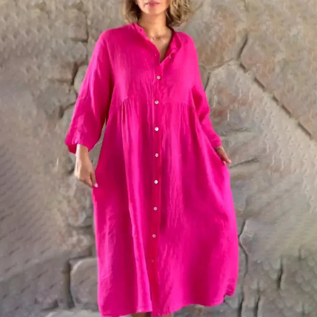 Luna - Stijlvolle Taille Riem Jurk met Speelse Print