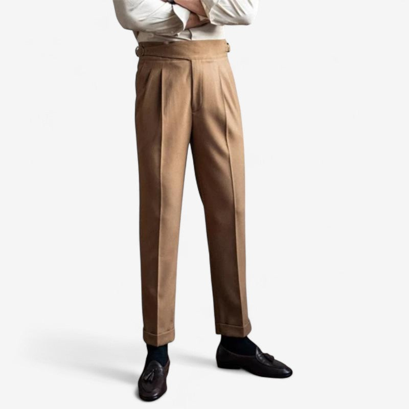 Atlas – Hoge Taille Broek met Gespsluiting en Meerdere Zakjes