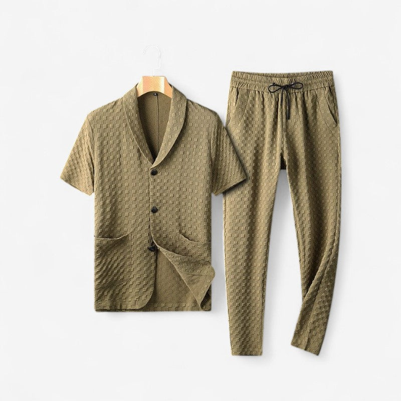 Theodore – Tweedelige Set met Korte Mouwen overhemd en Wijd Poot Broek