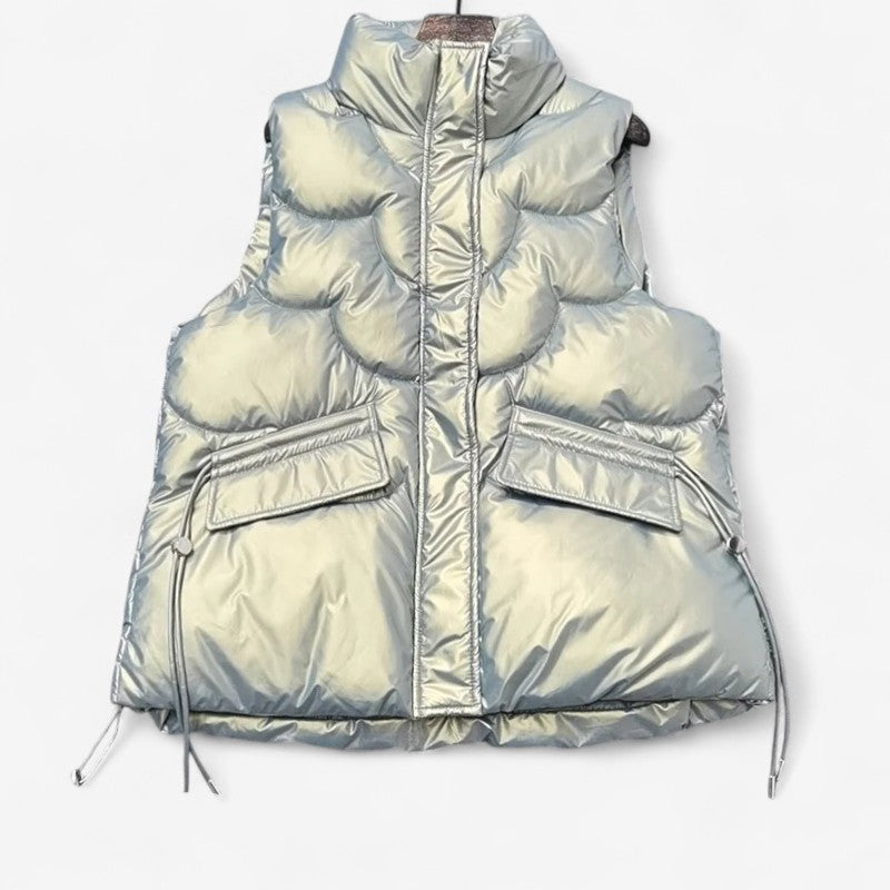 Anya - Mouwloze Jas met Opstaande Kraag en Zijzakken