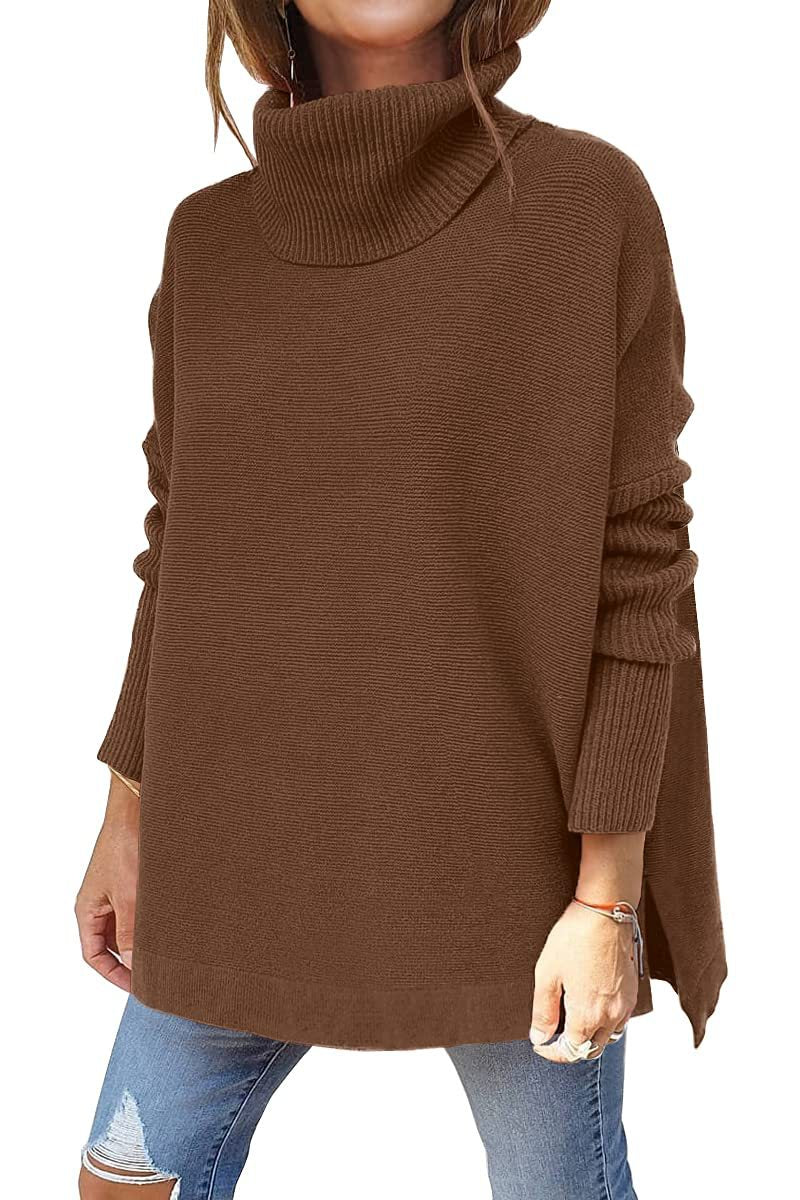 Lena - Knusse oversized coltrui met gespleten zoom