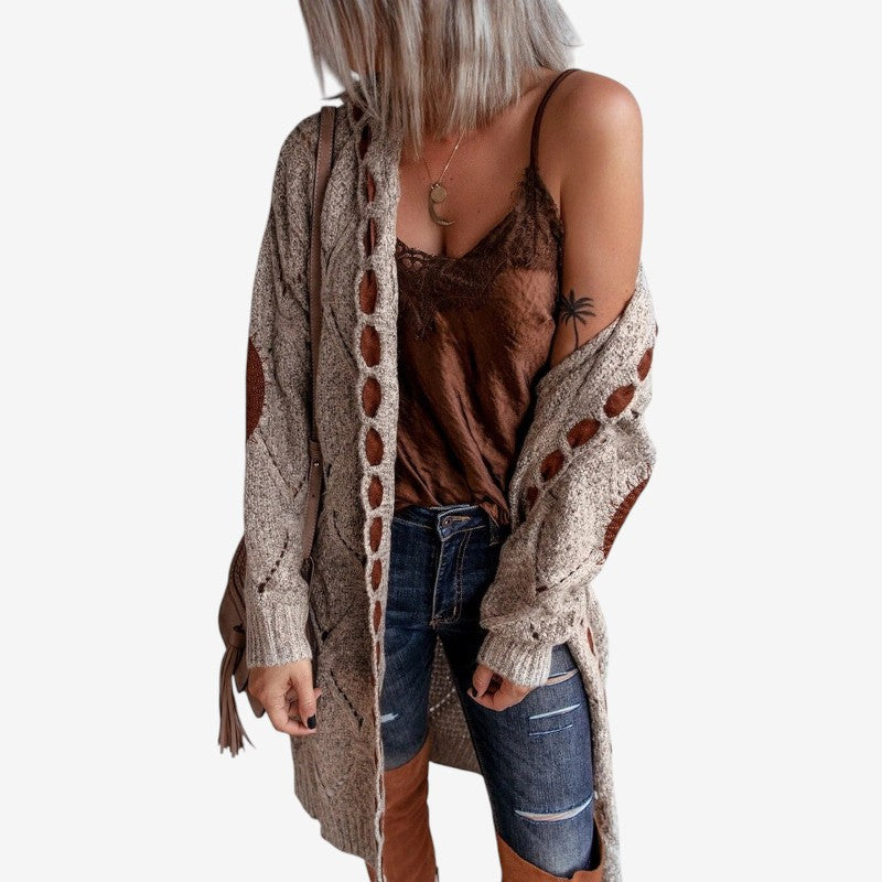 Natalie - Capuchon Vest met Lange Mouwen en Geribd Detail