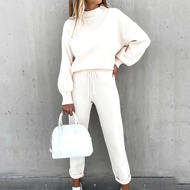 Luna – Trendy tweedelige set met verstelbare tailleband broek en top met lange mouwen