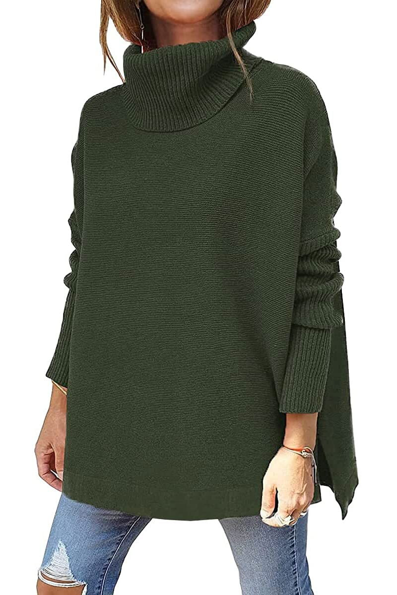 Lena - Knusse oversized coltrui met gespleten zoom