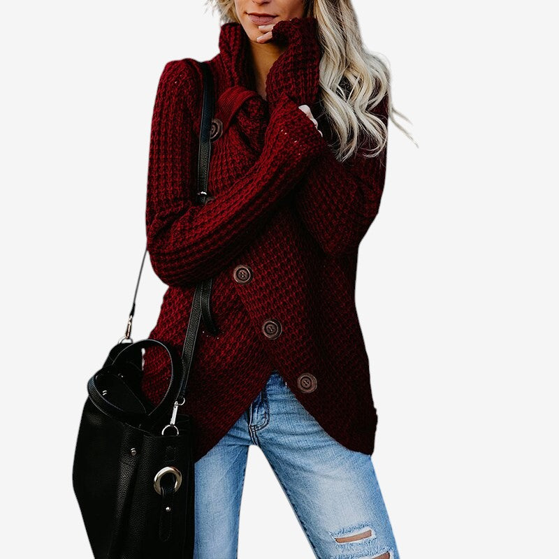 Nancy - Vest met Lange Mouwen Knopensluiting en Colkraag