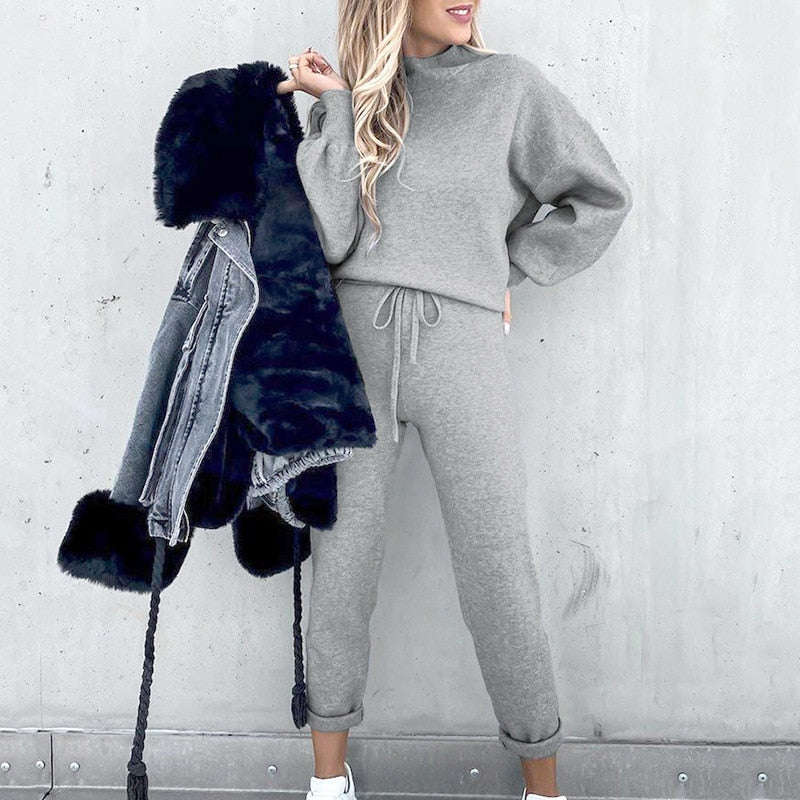 Luna – Trendy tweedelige set met verstelbare tailleband broek en top met lange mouwen